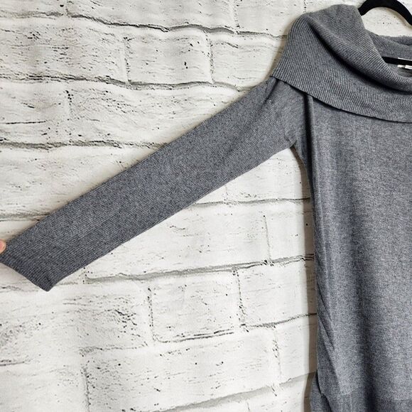Caslon 3-in-1 Side Slit Convertible Cowl Neck Sweater Tunic Size Large Gray - Picture 6 of 12